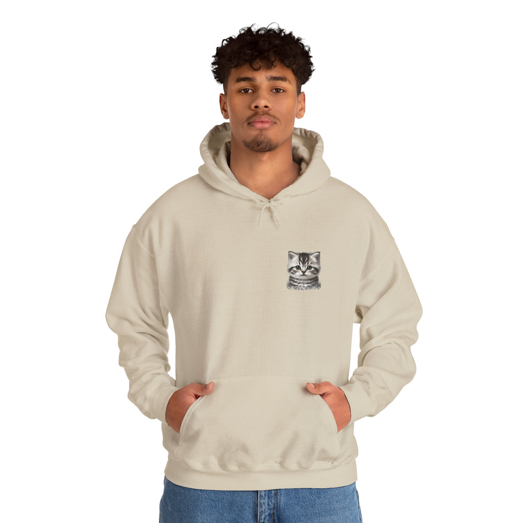 Proper Cat Portrait Illustration Hoodie | Small Chest Print, Bestie Best Collection