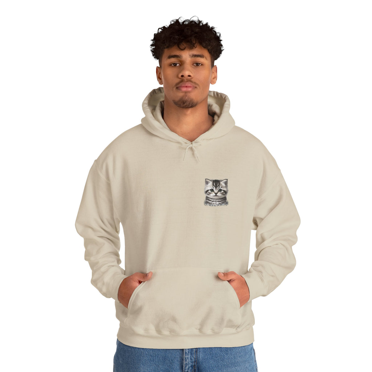 Proper Cat Portrait Illustration Hoodie | Small Chest Print, Bestie Best Collection