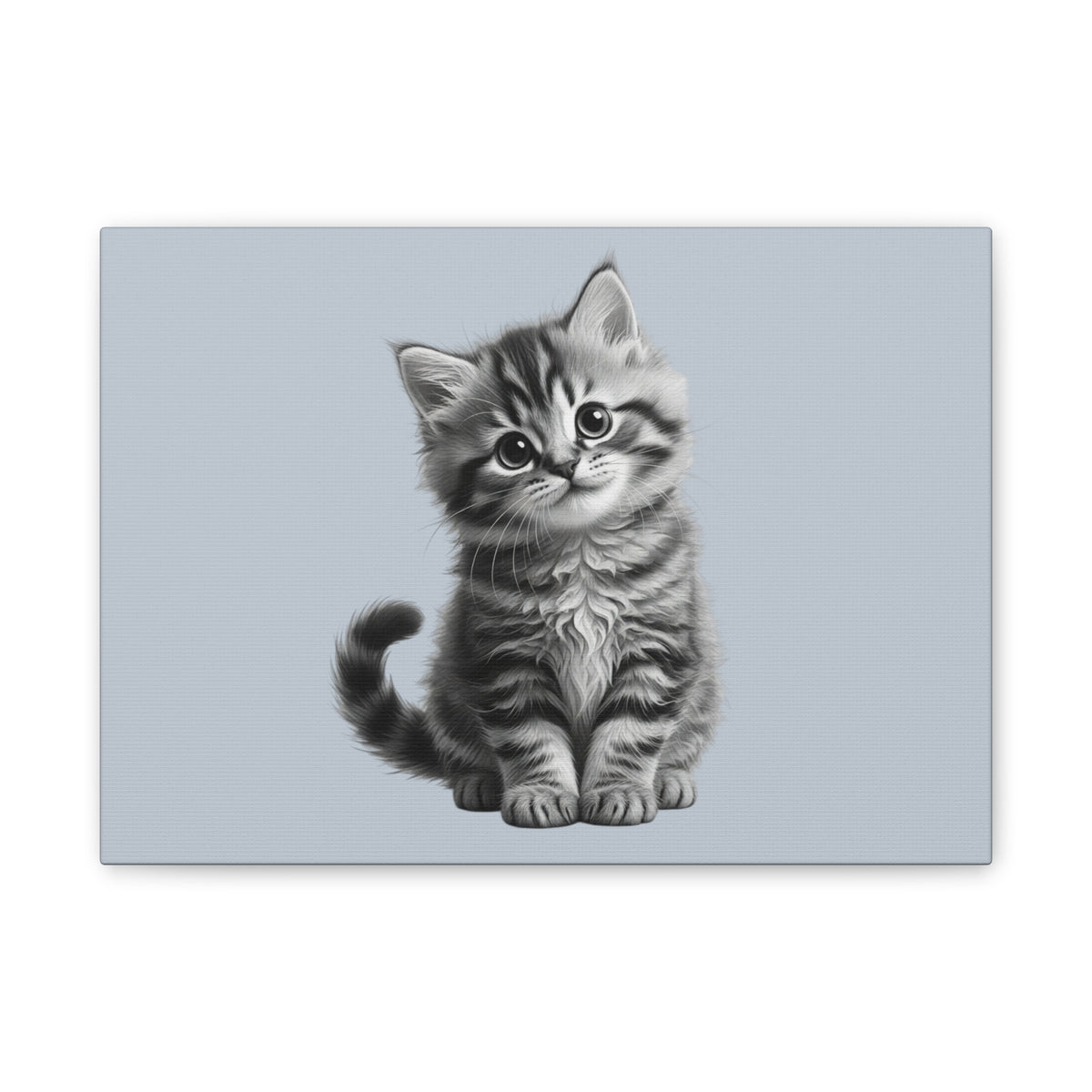 Gray Tabby Kitten Illustration Canvas- Bestie Best Decor Collection- Sage Collection
