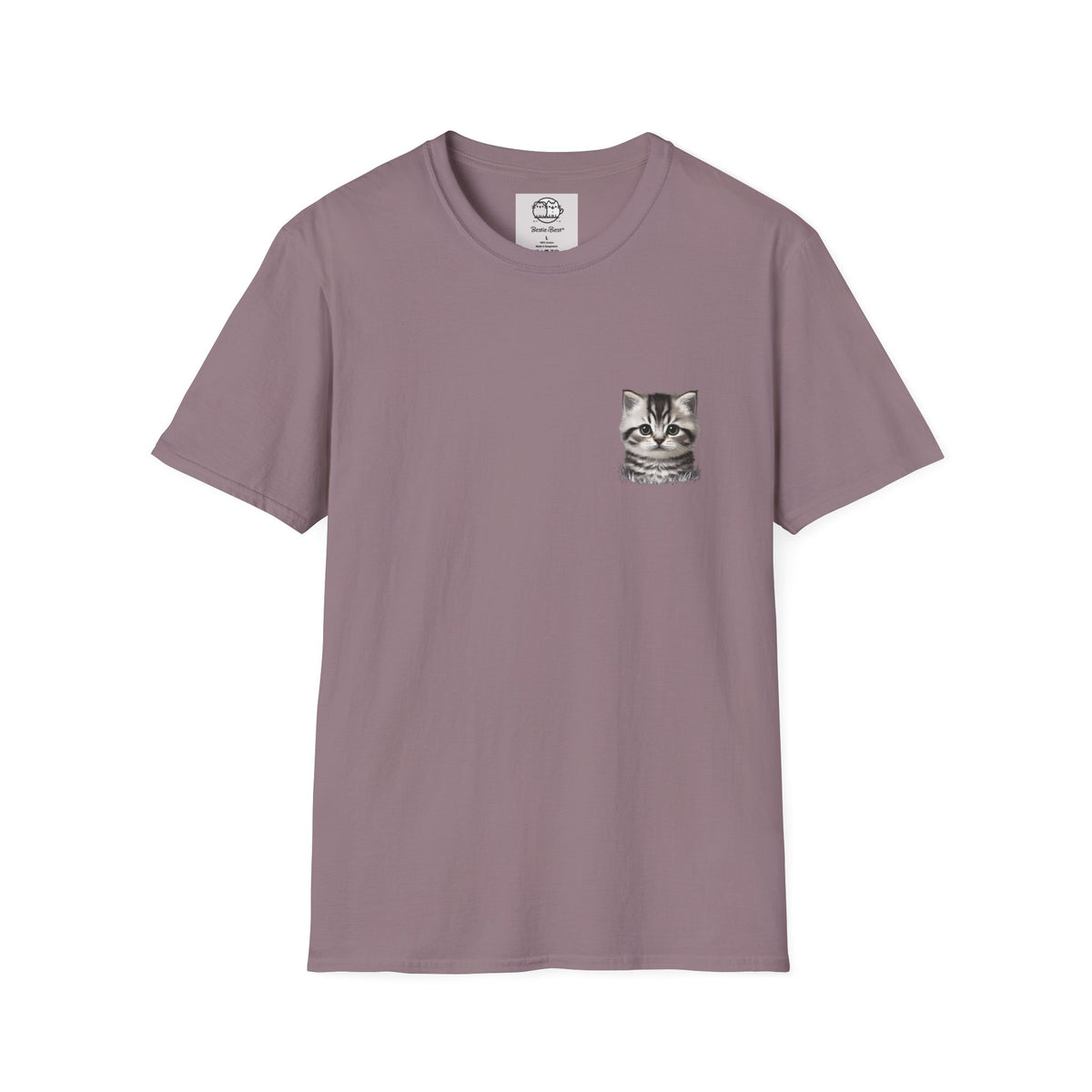 Proper Kitten Portrait T-Shirt | Small Chest Pocket Illustration- Bestie Best Collection