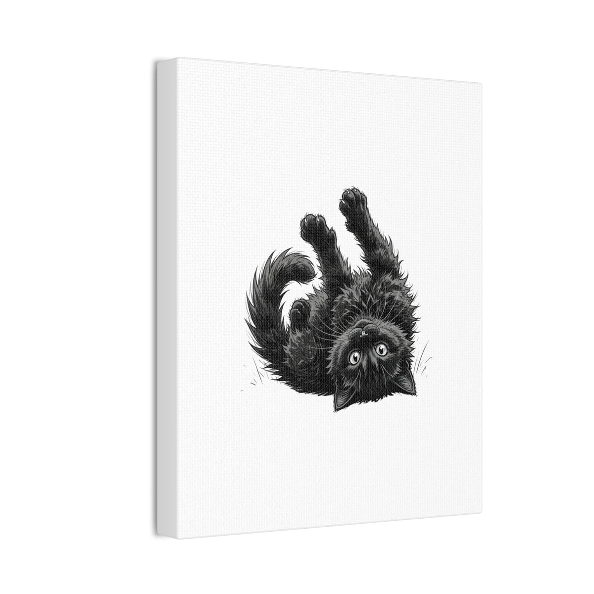 Playful Fluffy Black Kitten Canvas- Twixie Collection- Bestie Best Decor Collection
