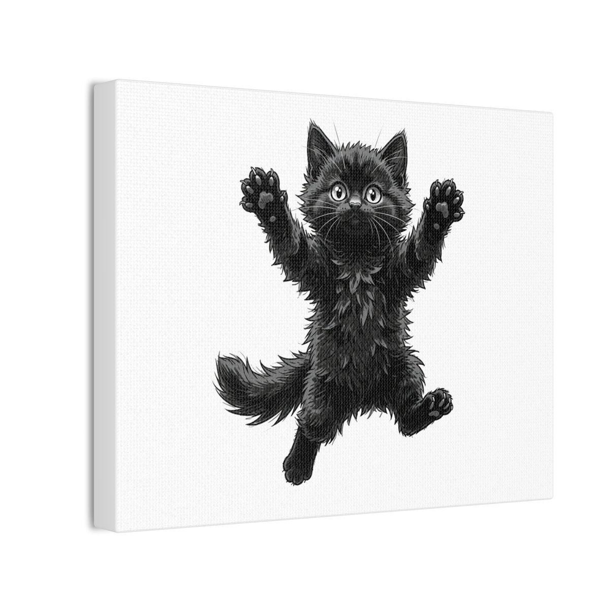 Playful Fluffy Black Kitten Canvas- Twixie Collection- Bestie Best Decor Collection