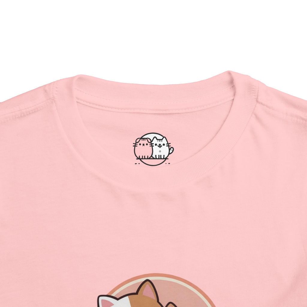 Kawaii Cats Peach Circle Toddler Tee | Atlanta Peach Back Print