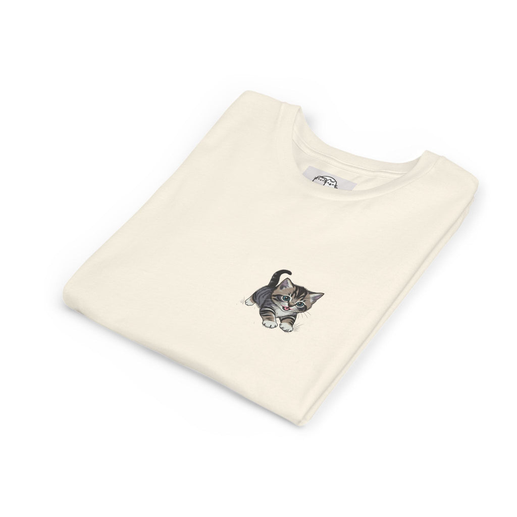 Tiny Grey Tabby Kitten Tee | Kids Cat Shirt, Pocket-Style Kitty Design- Paloma Collection