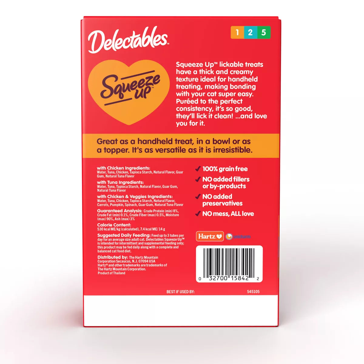 Delectables Squeeze up Tube with Vegetable, Chicken and Tuna Flavor Cat Treats - 20Ct/10Oz