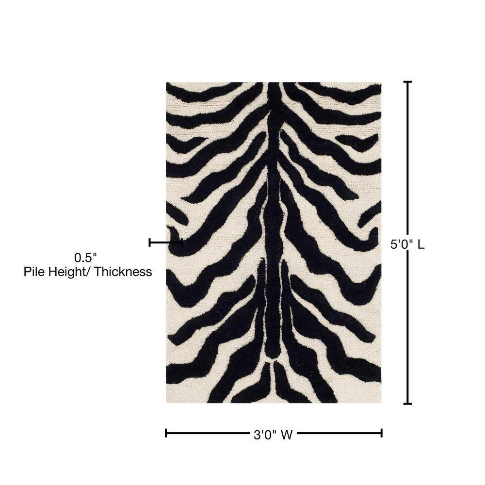 Cambridge Ivory/Black Doormat 3 Ft. X 5 Ft. Animal Print Area Rug