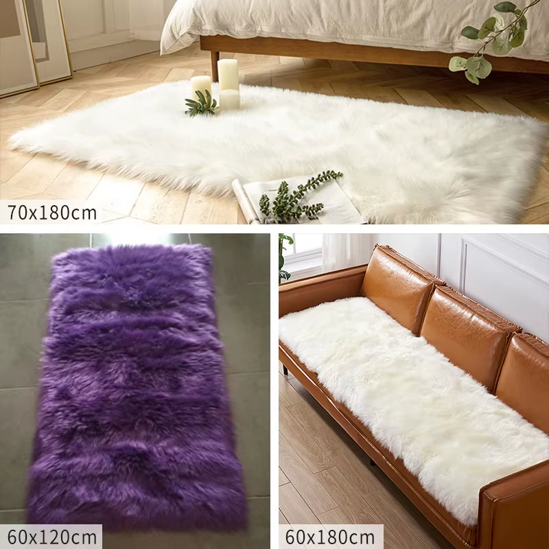 Living Room Fur Carpet Plush Soft Sheepskin Floor Mats Modern Home Decor Bedroom Blankets Imitation Wool Pad White Rugs Doormat