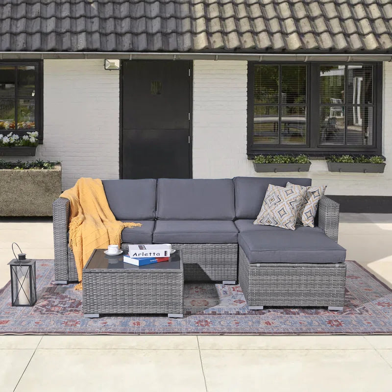 Abler Wicker 3 - Person Modular Patio Conversation Set with Cushions