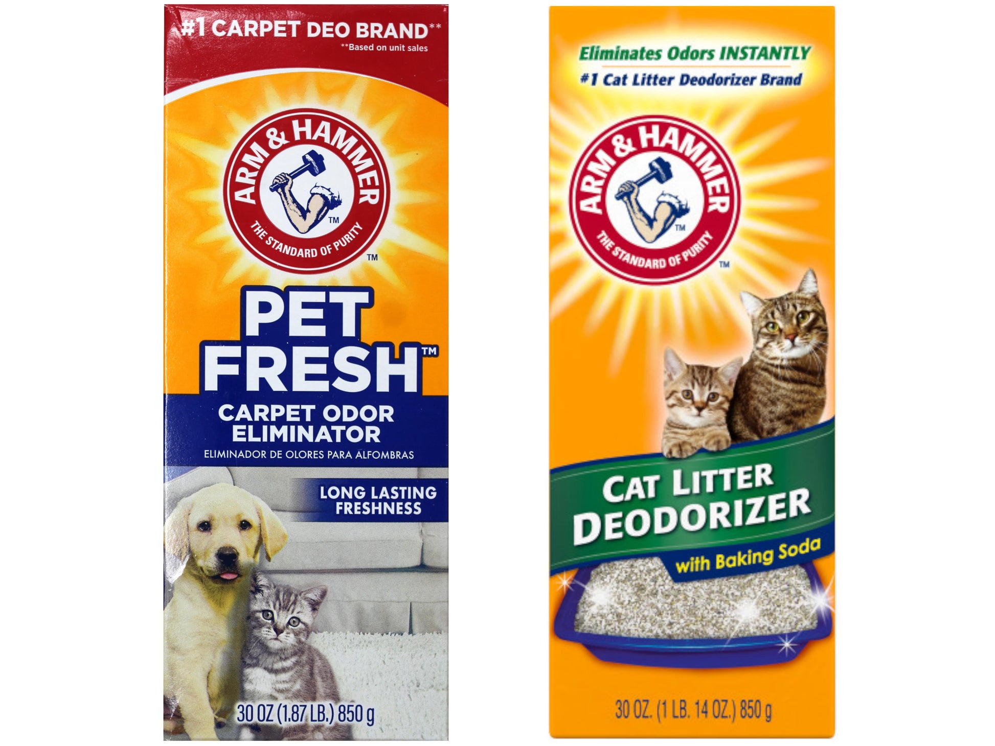 Pet Odor Control Kit, Pet Fresh Carpet Odor Eliminator Long Lasting Freshness + Cat Litter Deodorizer with Baking Soda, 30 Oz Each