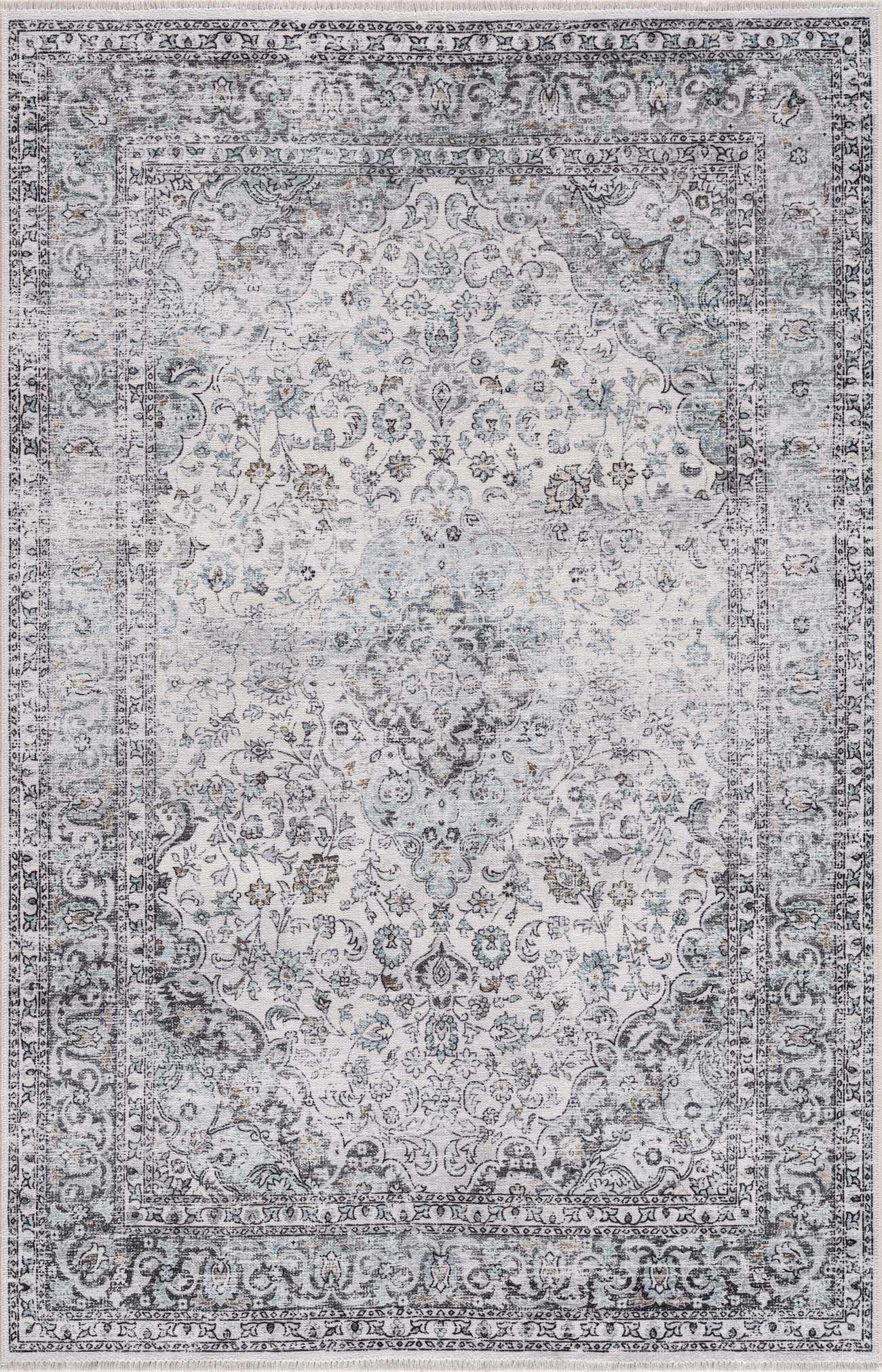 Light Blue Holi-4603 Washable Area Rug - Clearance