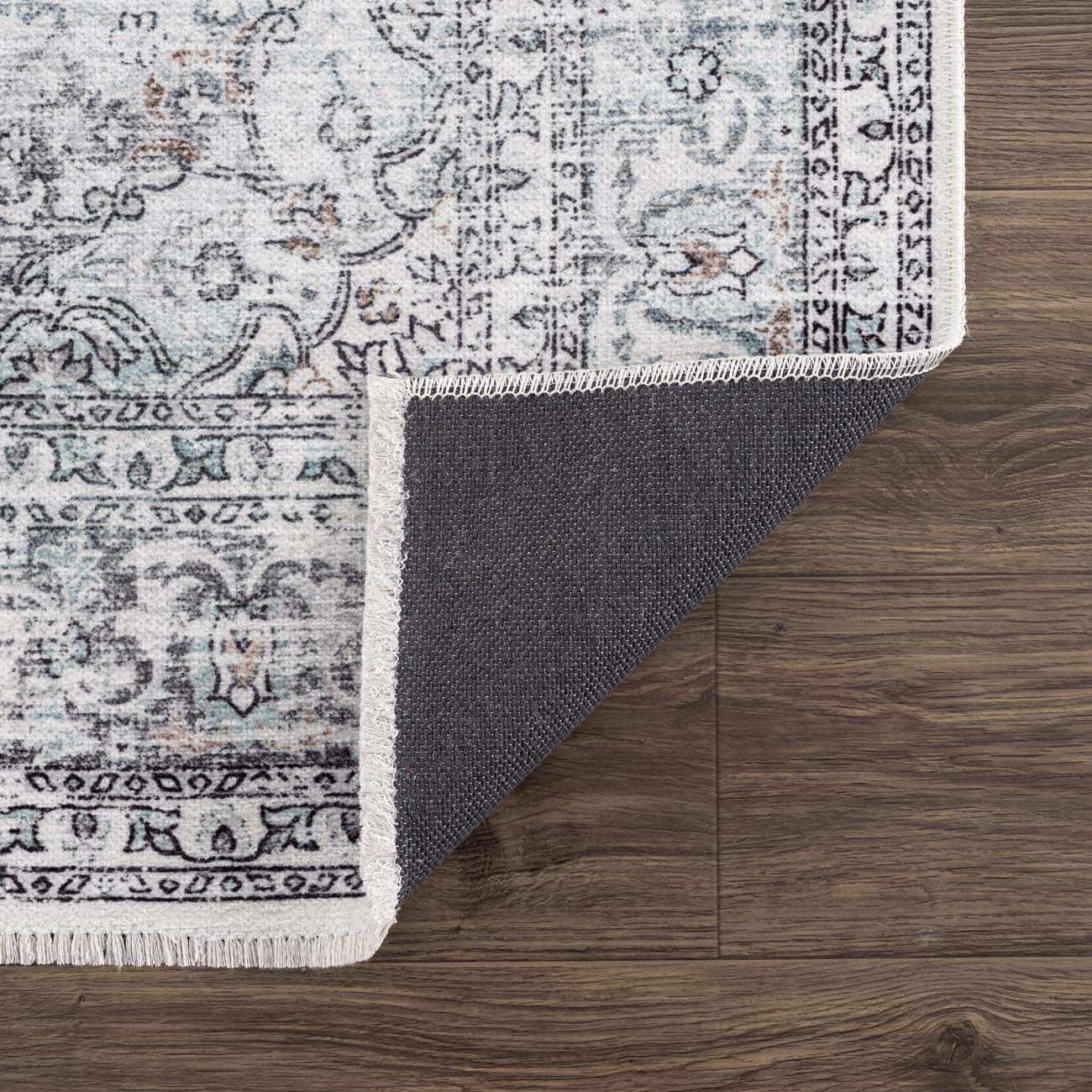 Light Blue Holi-4603 Washable Area Rug - Clearance