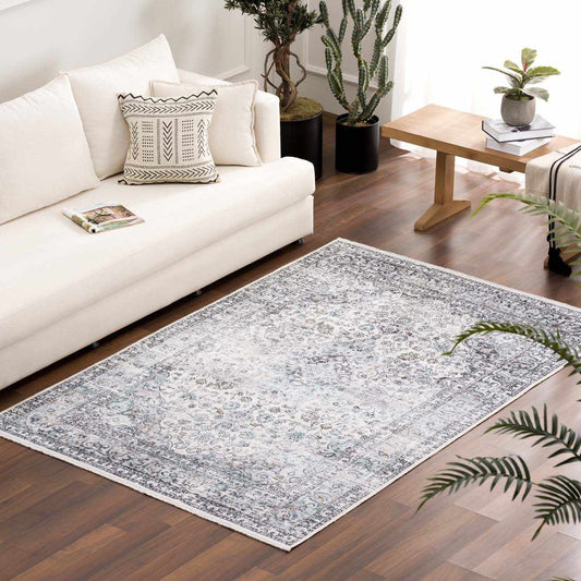 Light Blue Holi-4603 Washable Area Rug - Clearance