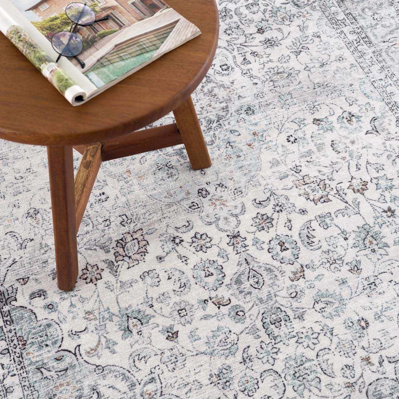 Light Blue Holi-4603 Washable Area Rug - Clearance