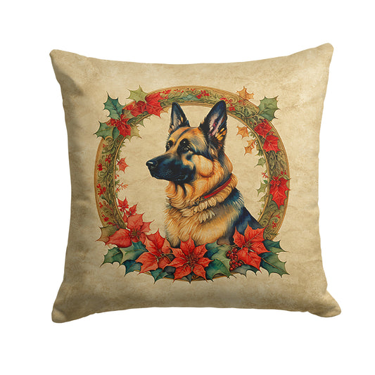 German Shepherd Christmas Flowers Throw Pillow
