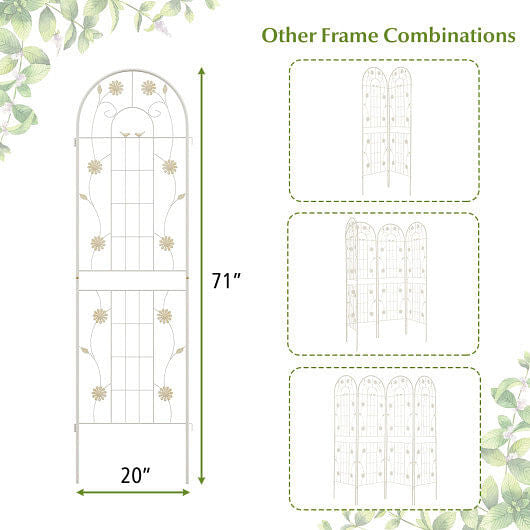 2 Pack 71 x 20 Inch Metal Garden Trellis Rustproof Plant Support for Climbing Plants-Green
