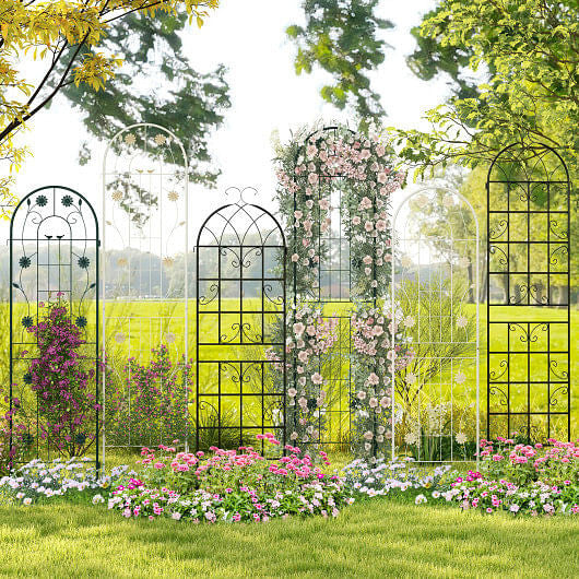 2 Pack 71 x 20 Inch Metal Garden Trellis Rustproof Plant Support for Climbing Plants-Green