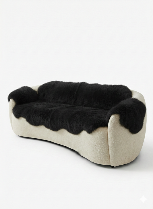 Genuine Black Sheepskin Couch Cover for Dogs — Natural Sofa Protector (Plastic-Free)