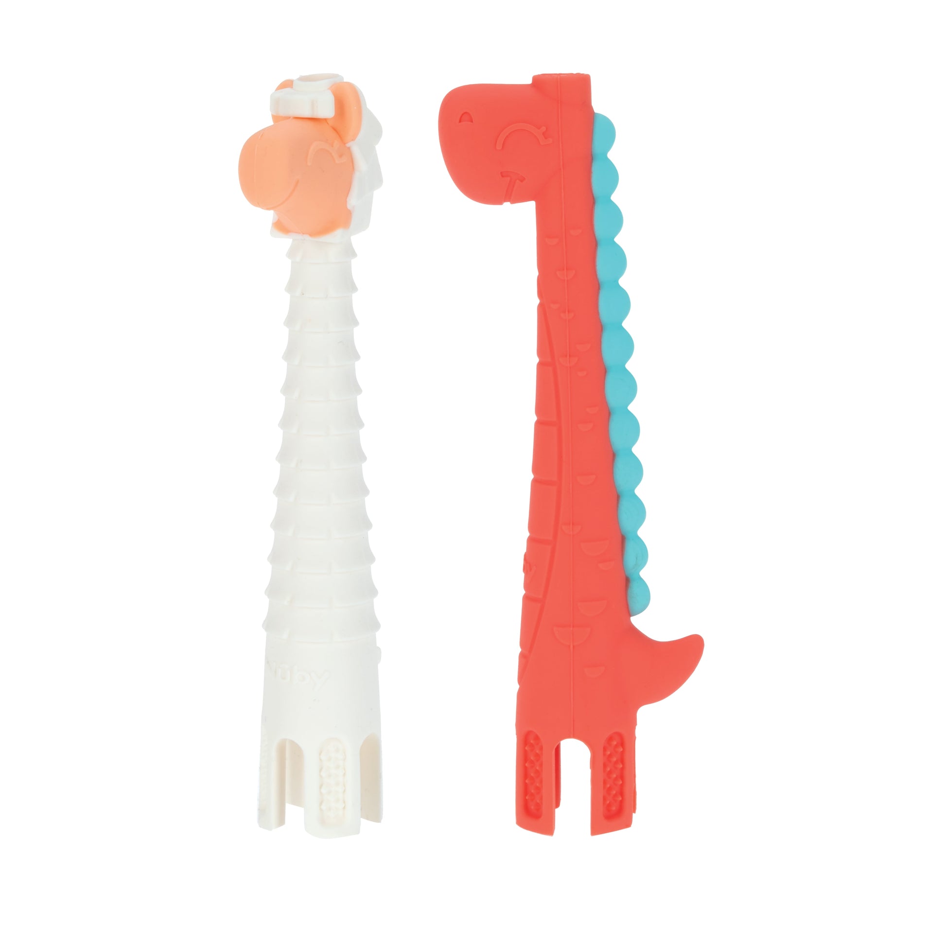 2Pk Silicone Sensory Tube Teethers, Llama & Dinosaur
