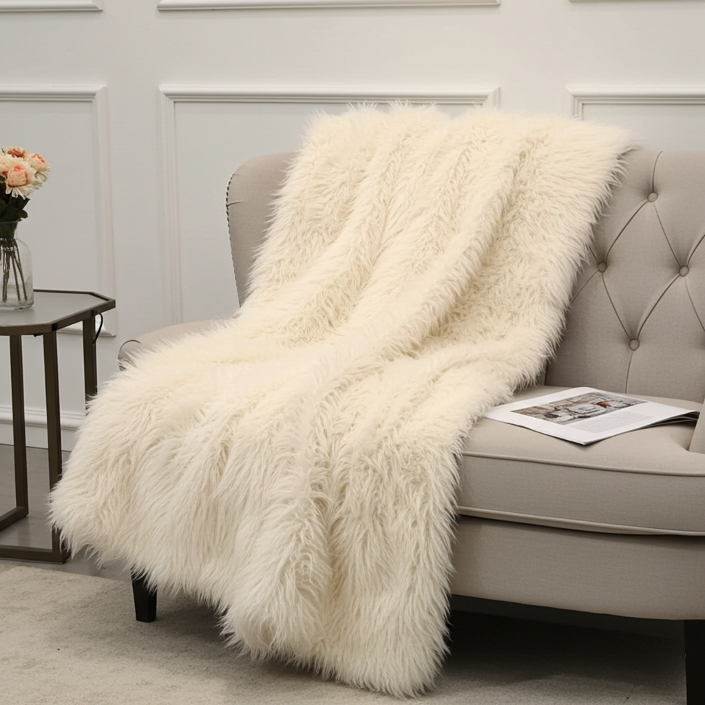 Mongolian Faux Fur Luxury Throw-3