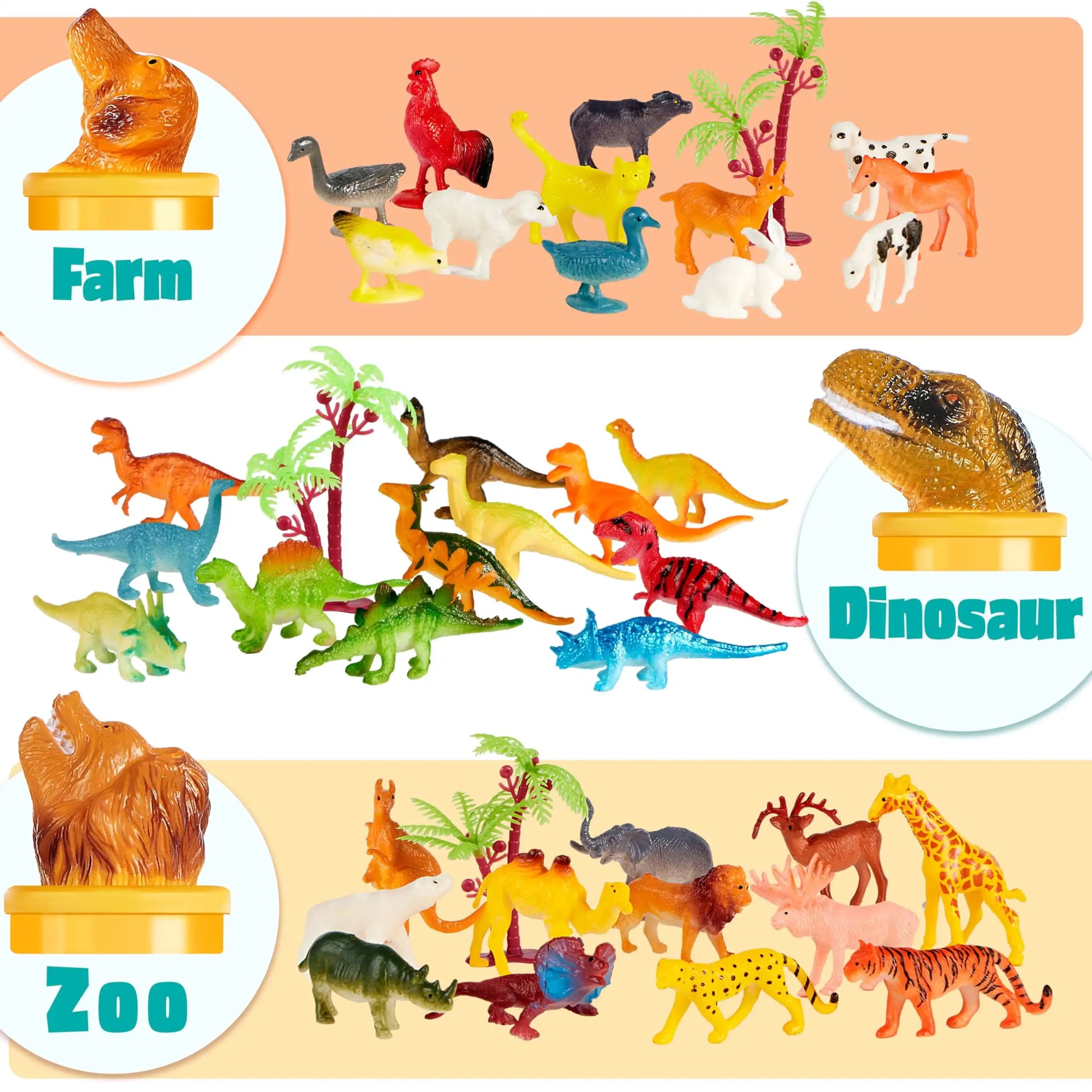 69Pcs Small Animal Figures Assorted Mini Plastic Animal Toy Tiny Little Animals for Kids Birthday Party Favor