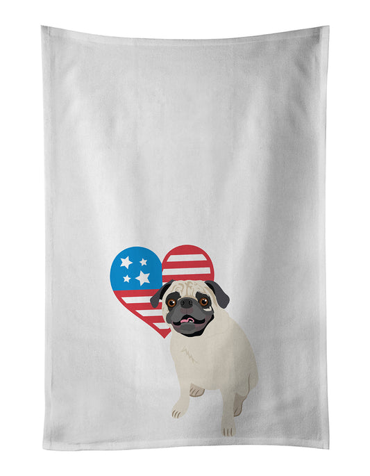 Pug Fawn #2 Patriotic Kitchen Towel Set of 2