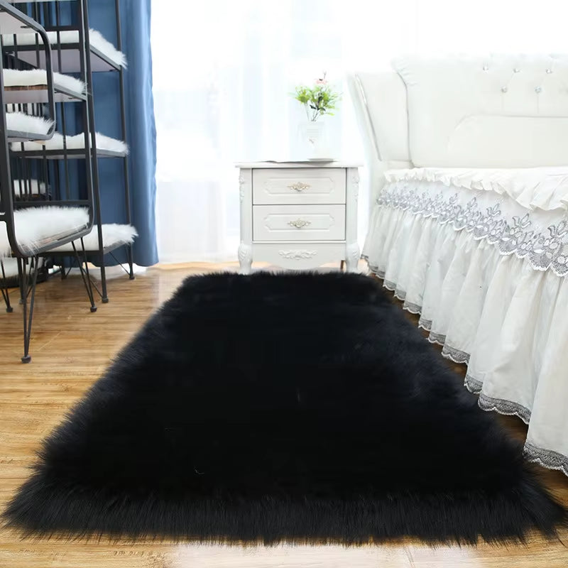 Living Room Fur Carpet Plush Soft Sheepskin Floor Mats Modern Home Decor Bedroom Blankets Imitation Wool Pad White Rugs Doormat