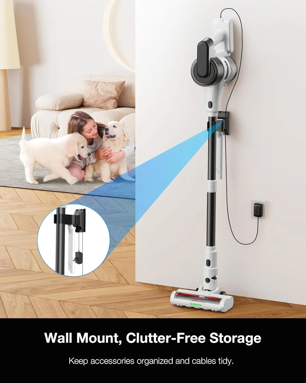 Lightweight Vacuum Cleaner, 6-In-1 Cordless Stick Vacuum Cleaner,Ideal for Hardfloors