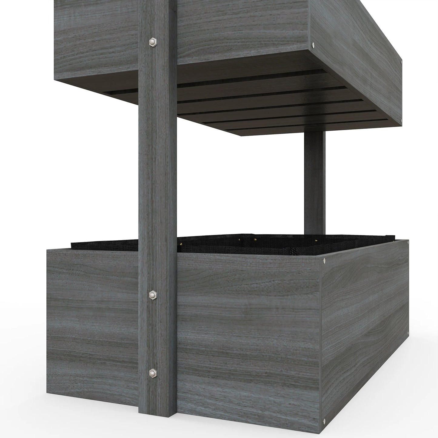 Vertical Garden Planter, Wooden 4 Tier Planter Box, Self-Draining with Non-Woven Fabric for Outdoor Flowers, Vegetables and Herbs, Gray