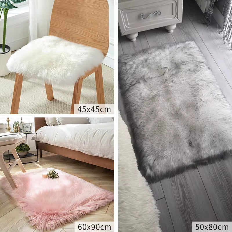 Living Room Fur Carpet Plush Soft Sheepskin Floor Mats Modern Home Decor Bedroom Blankets Imitation Wool Pad White Rugs Doormat
