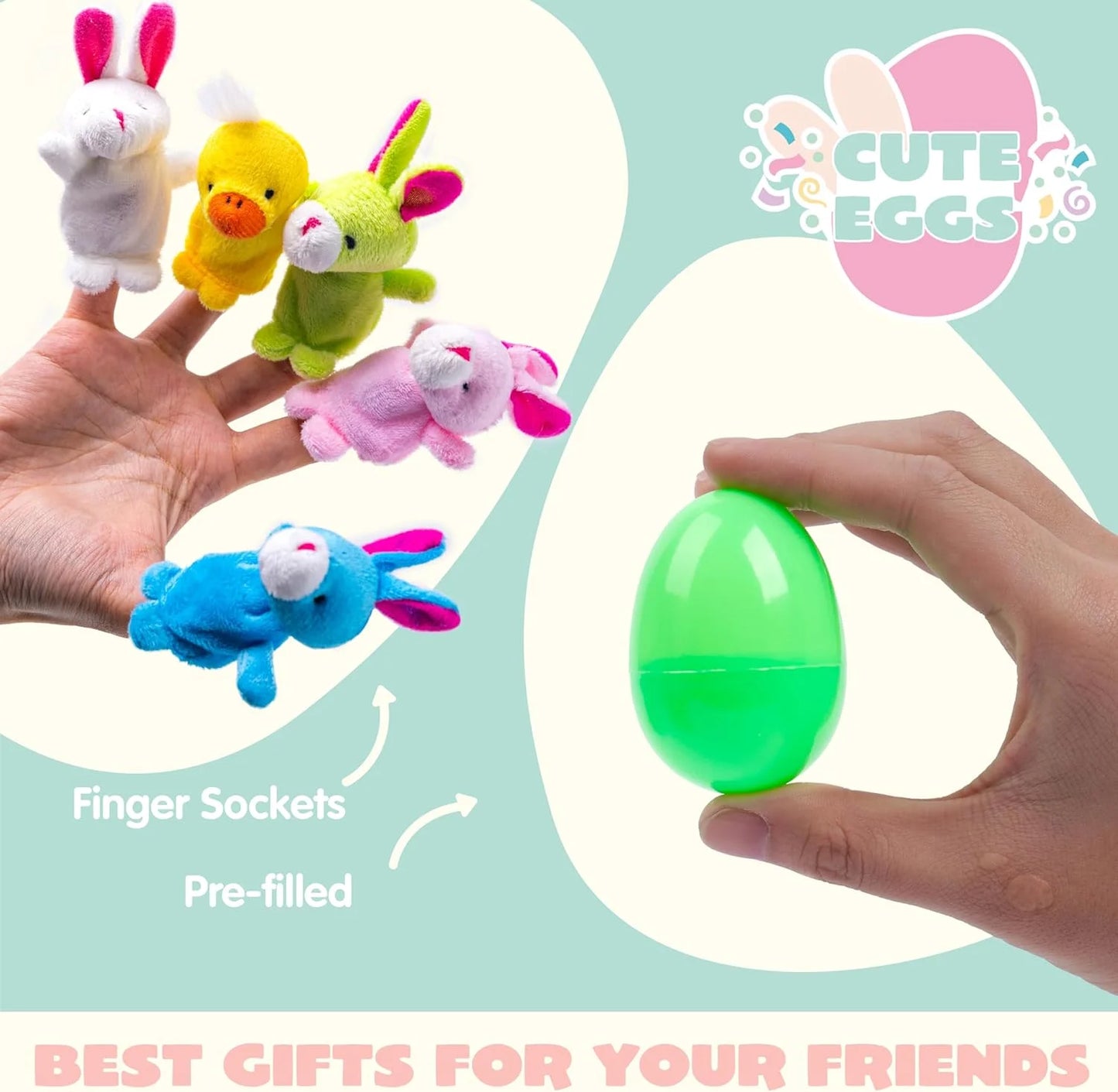 36 Packs Prefilled Easter Eggs with Toys,Easter Eggs with Finger Puppets Toys for Kids Toddler,Easter Basket Easter Goodie Bag Fillers