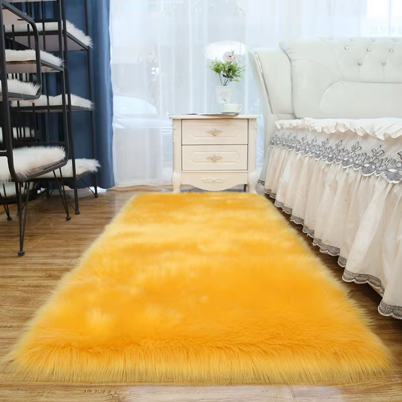 Living Room Fur Carpet Plush Soft Sheepskin Floor Mats Modern Home Decor Bedroom Blankets Imitation Wool Pad White Rugs Doormat