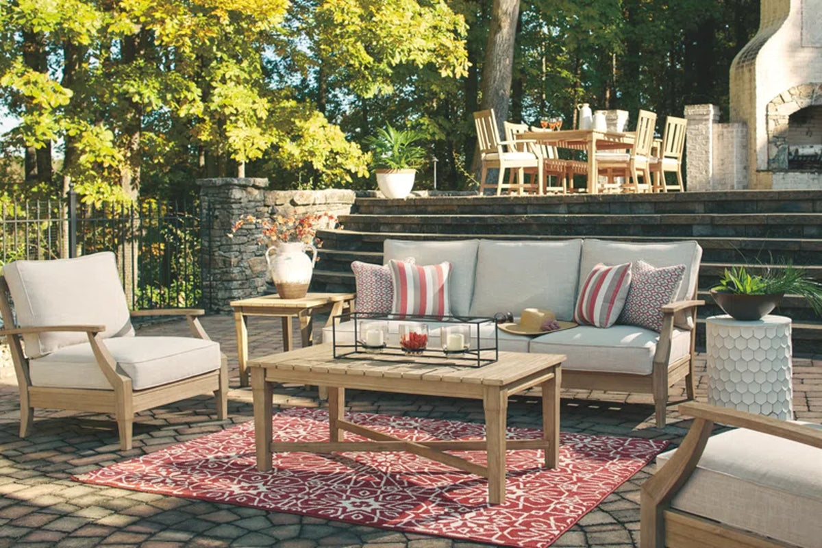 Arikka 81'' Wide Straight Eucalyptus Patio Sofa with Cushions