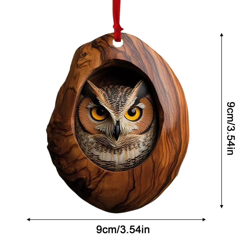 Animal Christmas Ornaments 2D Cute Christmas Acrylic Pendant Animal Raccoon Owl Squirrel Hedgehog Bunny Bird Wildlife Ornaments