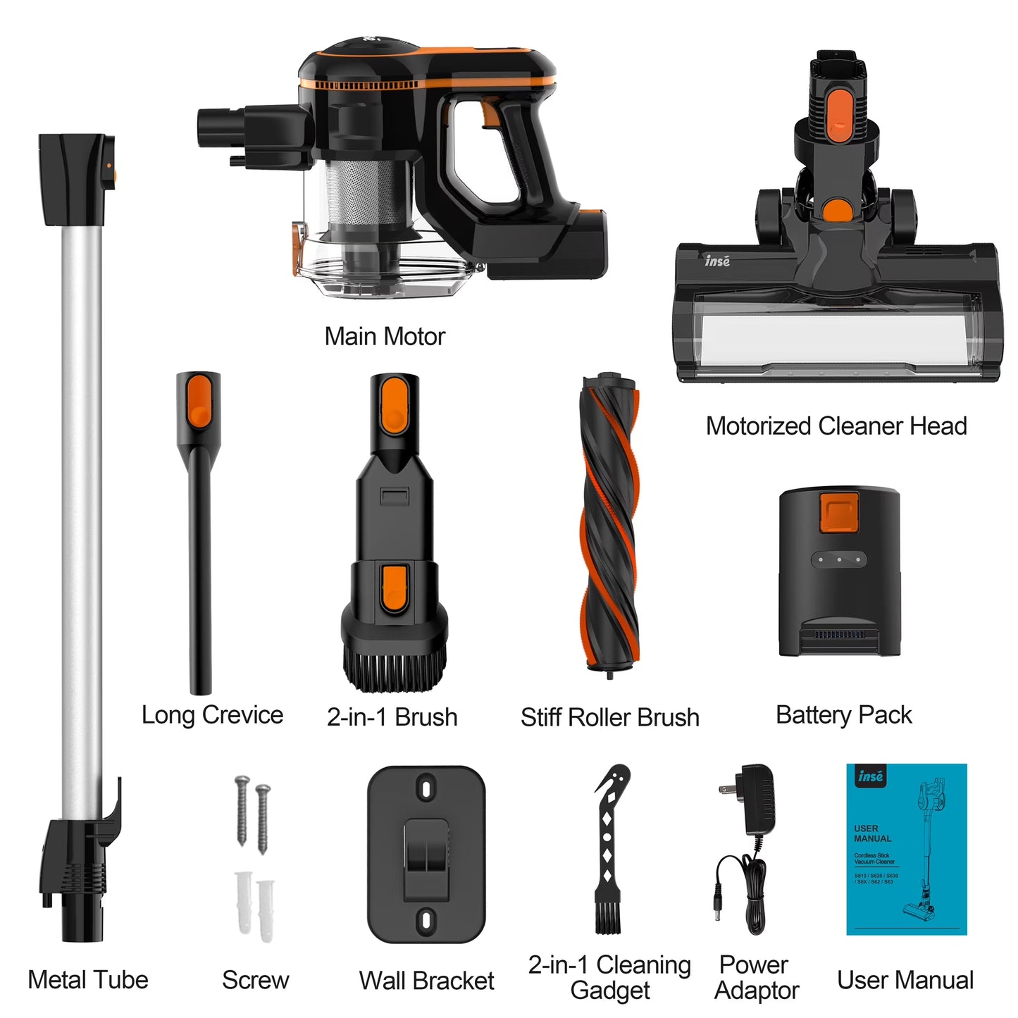 Cordless Vacuum Cleaner,25Kpa Powerful Stick Vacuum,6-In-1 Rechargeable Vacuum with 2500Mah Battery up to 45Mins Runtime,300W Brushless Motor Cordless Vacuum for Pet Hair Hard Floor Carpet