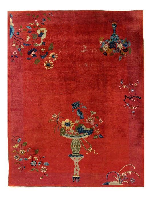 Canvello Chinese Art Deco Red Rugs for Living Room - 9' X 11'5''