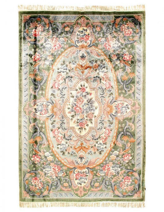 Canvello Fine Hand Knotted V.silk Chinese Aubusson rug 6' X 9'