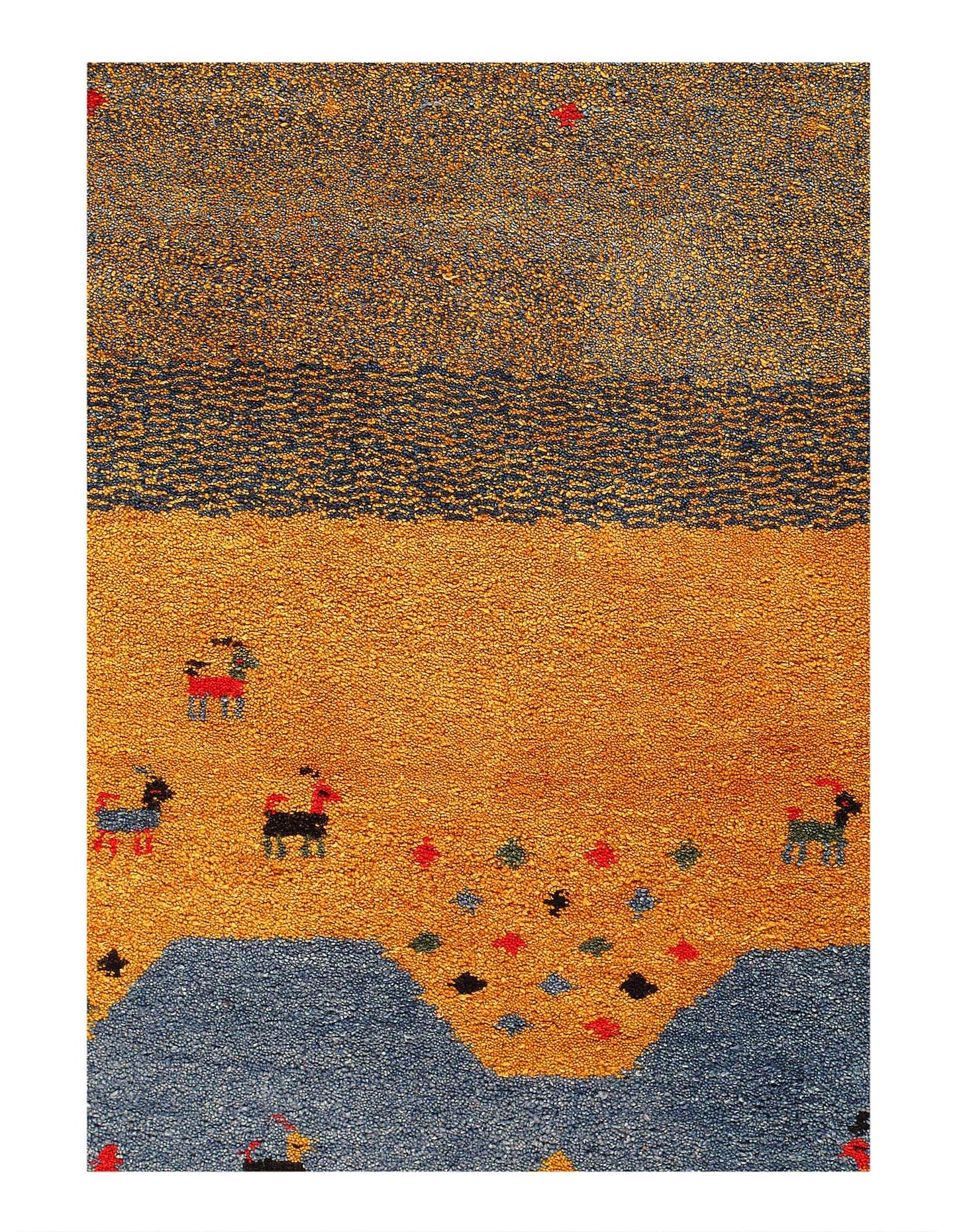 Canvello Hand Knotted Blue Gabbeh Rugs - 6' X 9'
