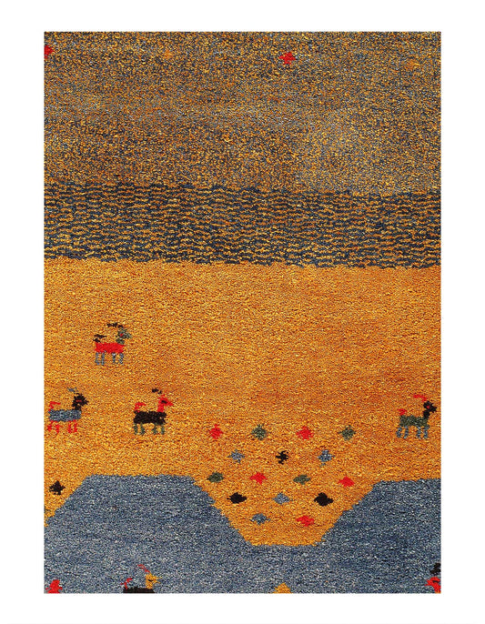 Canvello Hand Knotted Blue Gabbeh Rugs - 6' X 9'