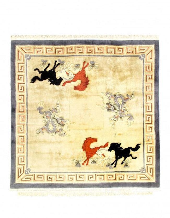 Canvello Hand knotted Chinese Vintage Square Rugs - 8'5'' X 8'11''