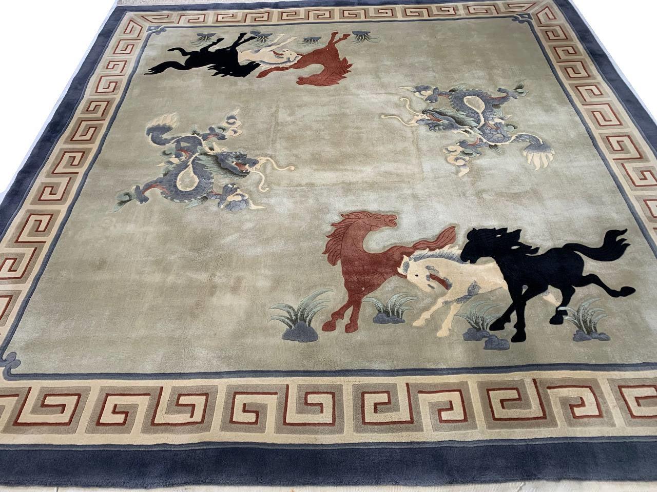 Canvello Hand knotted Chinese Vintage Square Rugs - 8'5'' X 8'11''