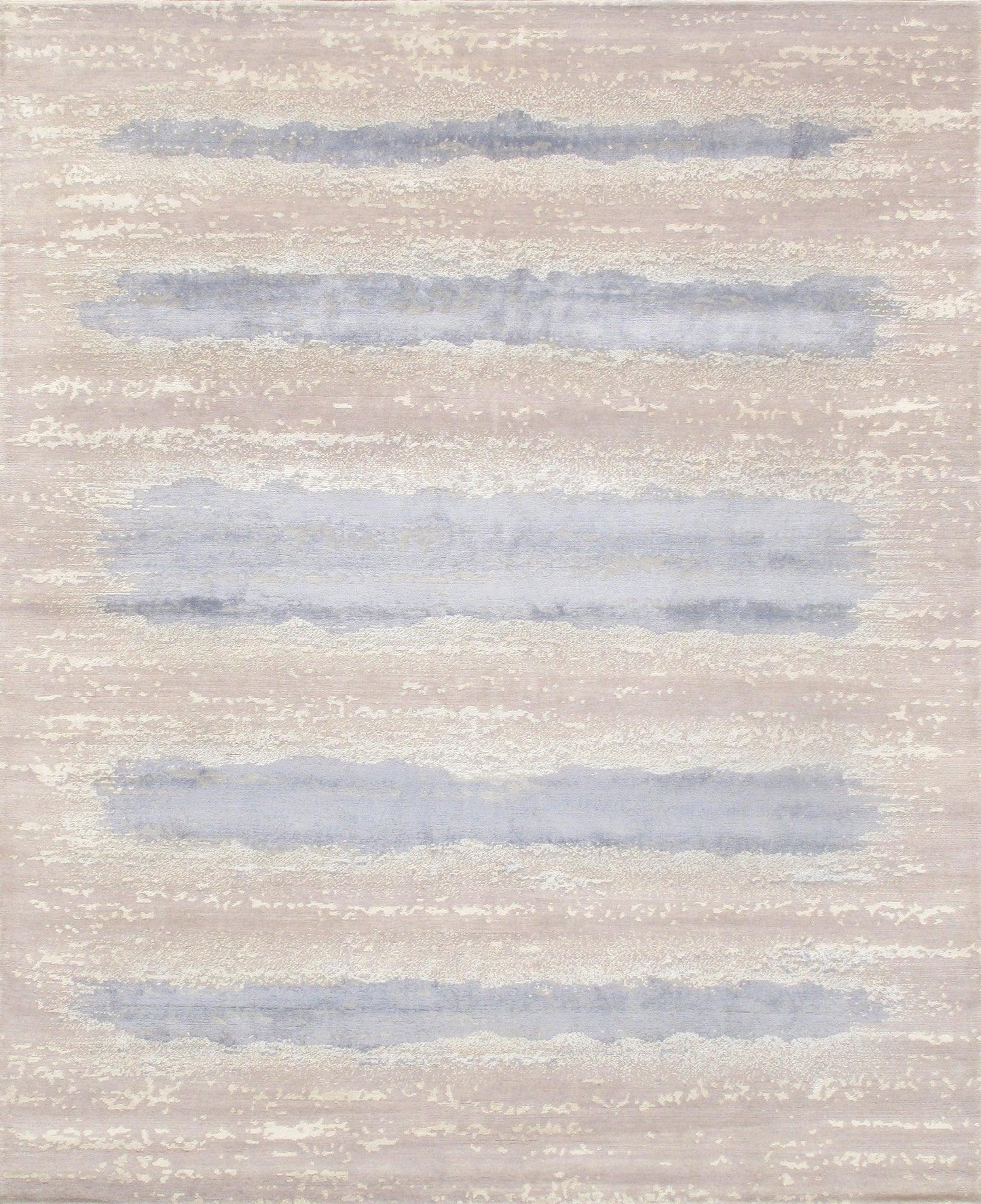 Canvello Hand-Knotted Silk Blue Wool Area Rugs - 8'1" X 9'11"