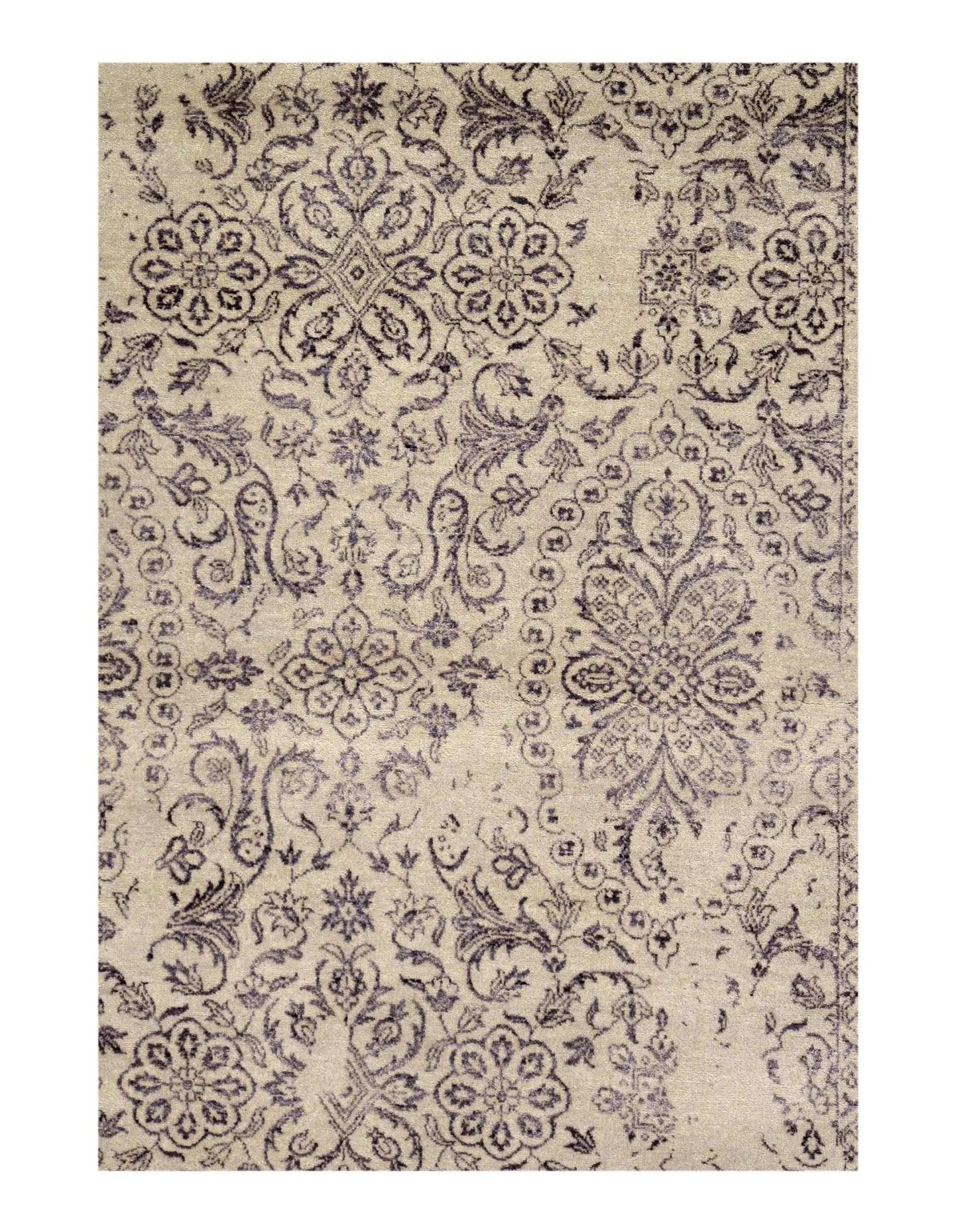 Canvello Ivory Erased Modern Rug - 6' X 9'