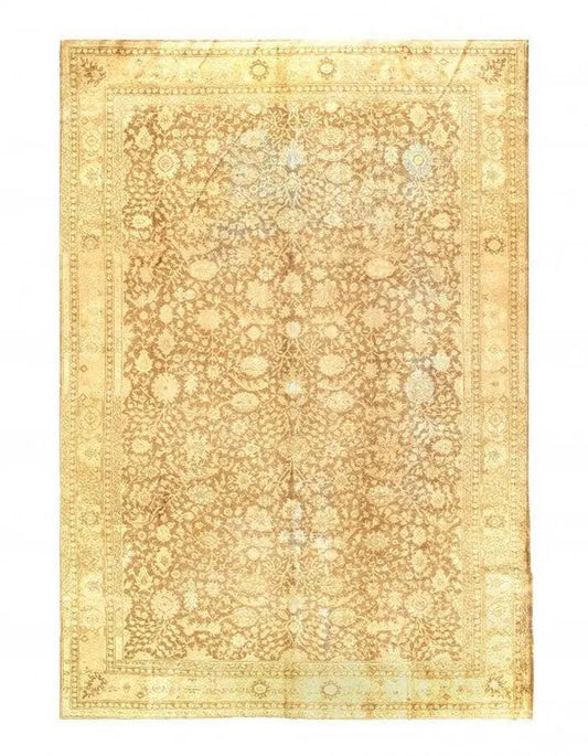 Canvello Light Brown Fine Hand Knotted Antique Shabby Chic Rugs 9'3'' X 12'8''