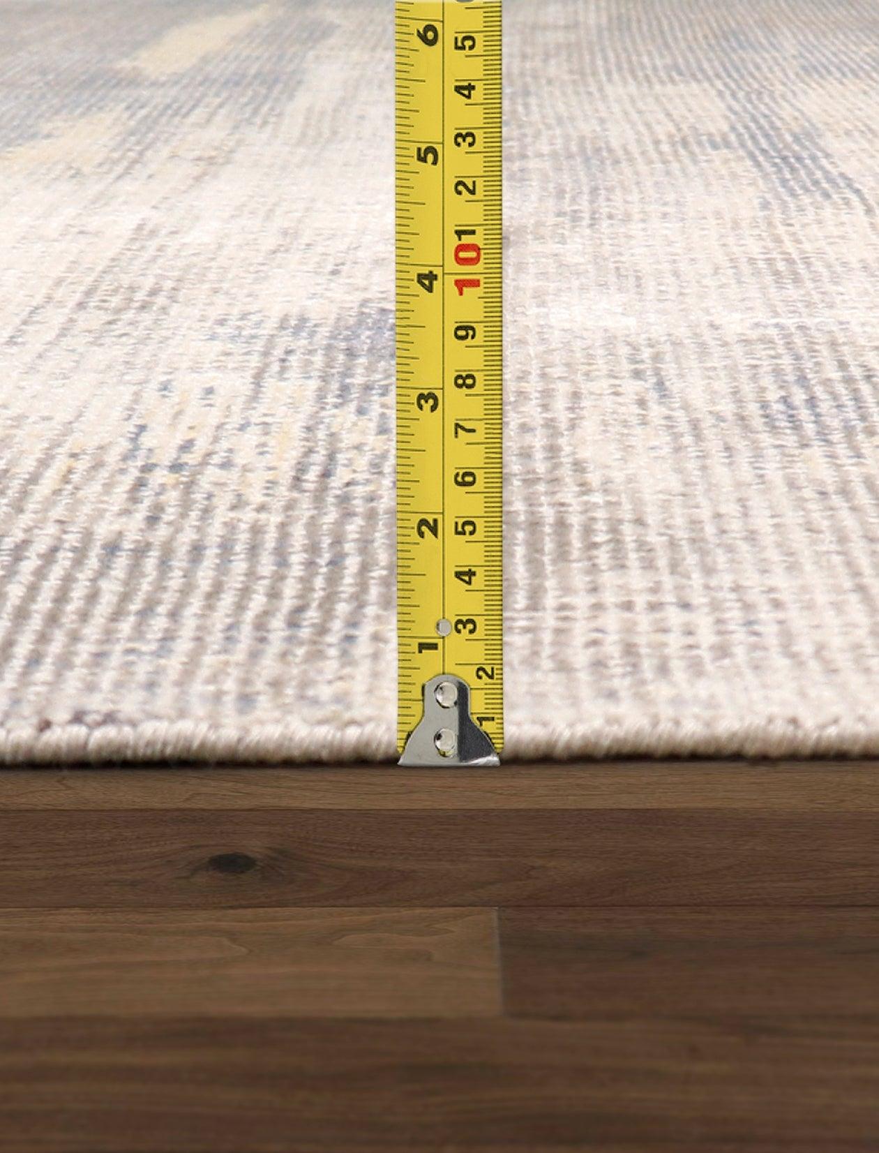 Canvello Modern Handloom Ivory Bsilk & Wool Area Rug- 5' X 8'