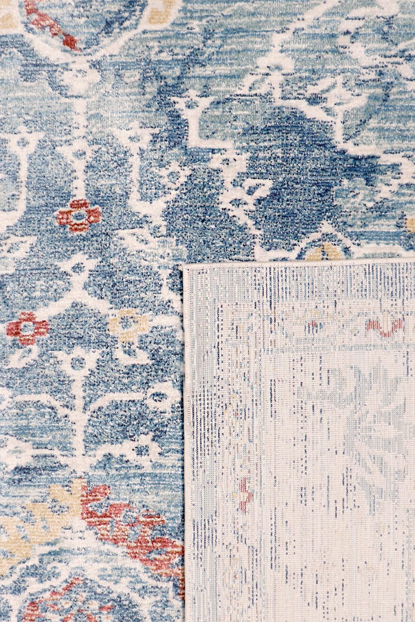 Canvello Modern Power Loom Light Blue & Beige Area Rug - 8'9" X 11'9"