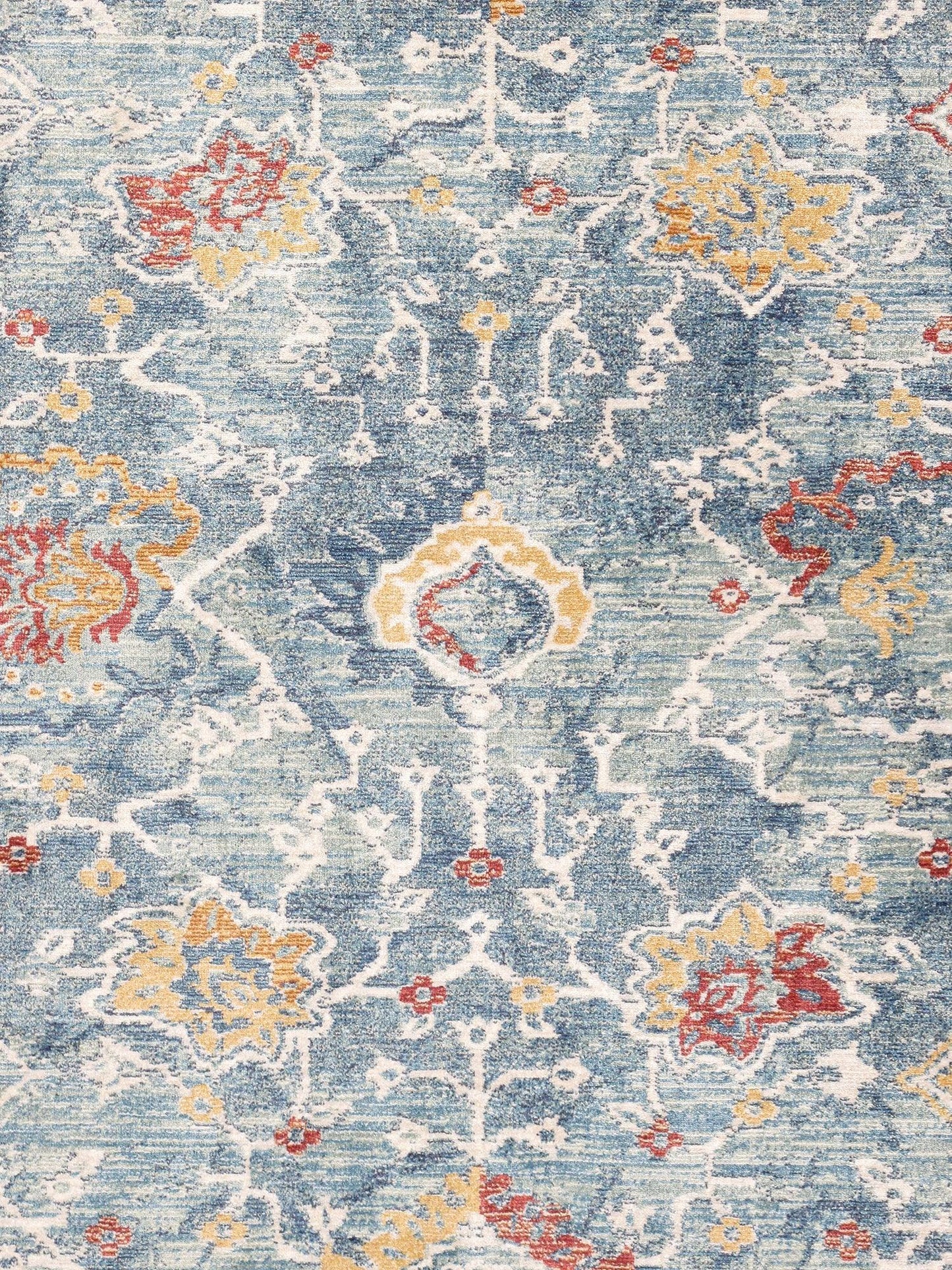 Canvello Modern Power Loom Light Blue & Beige Area Rug - 8'9" X 11'9"