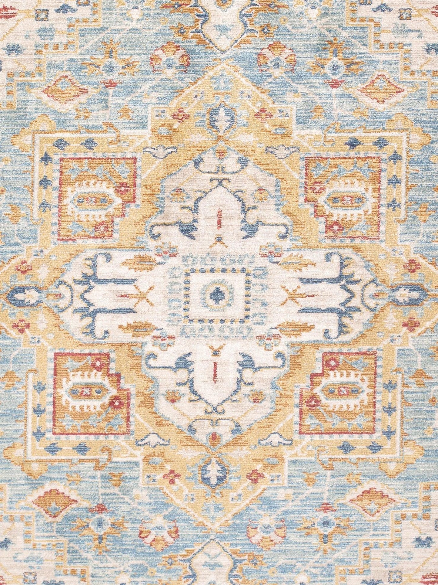 Canvello Modern Power Loom Light Blue & Ivory Area Rug - 2'6" X 8'