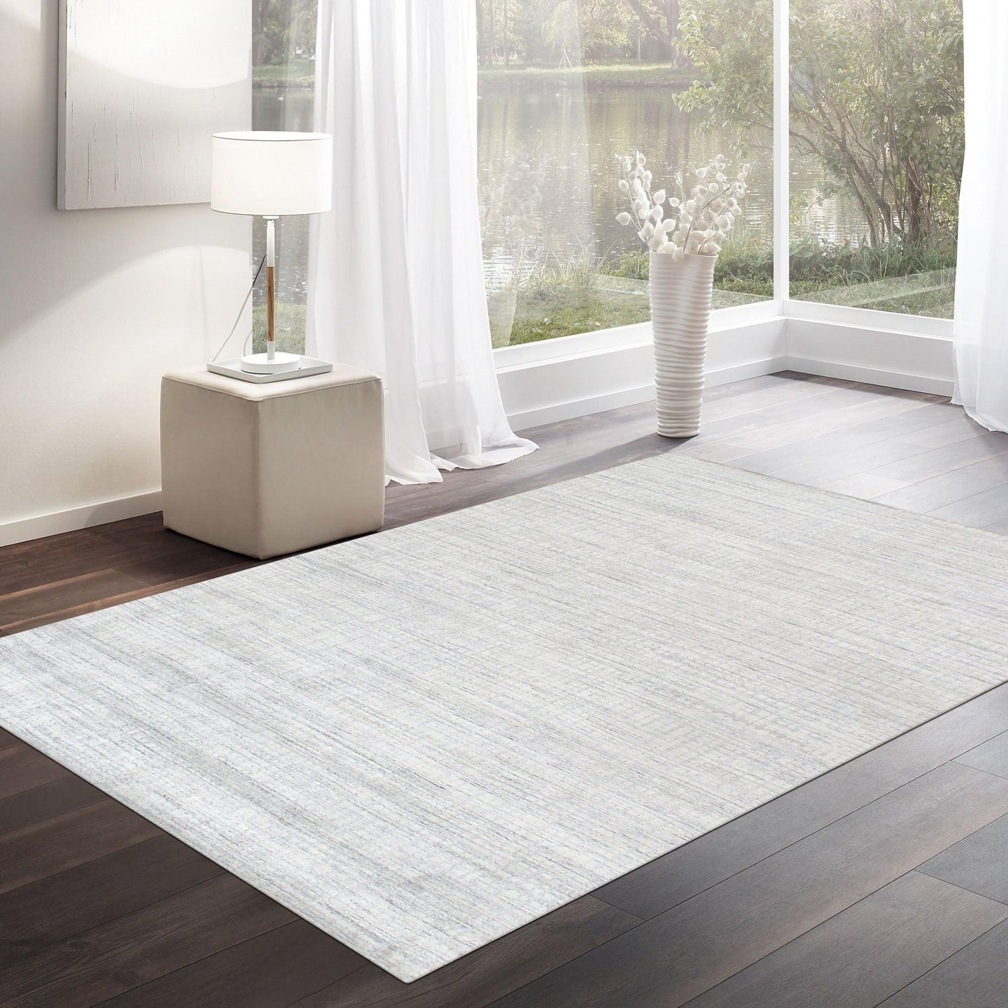 Canvello Modern Silk & Wool Hand Loomed Rugs - 10' X 14'