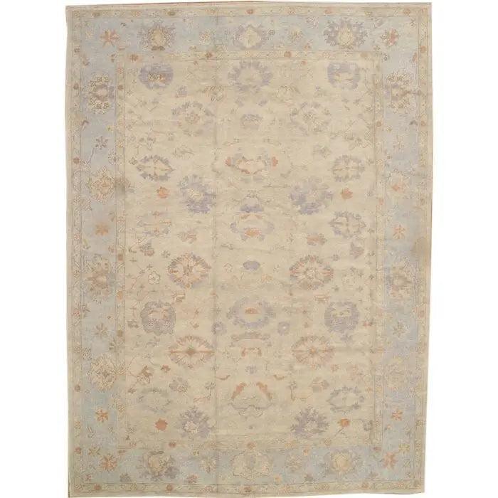 Canvello Turkish Oushak Hand-Knotted Wool Ivory Area Rug - 10' x 13'