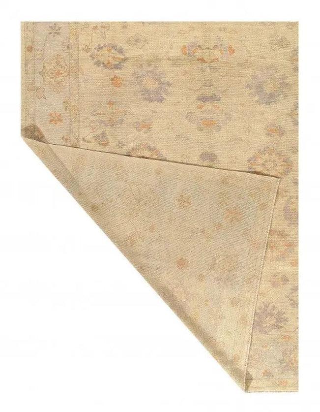 Canvello Turkish Oushak Hand-Knotted Wool Ivory Area Rug - 10' x 13'
